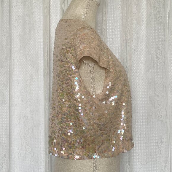 Robert Rodriguez Sequin Bolero Large Pink Cashmere Silk Capelet Crop Shrug Top - Picture 3 of 9